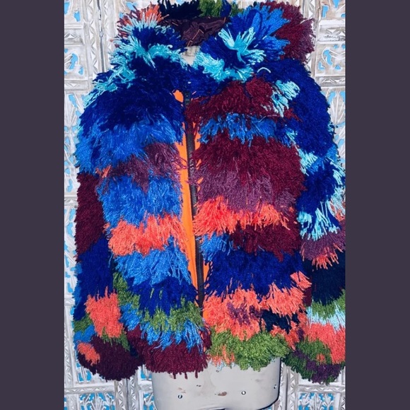 NWT Free People Paint by Numbers Shag Carpet Jacket-M-CONVERSATION STOPPER - Picture 5 of 7